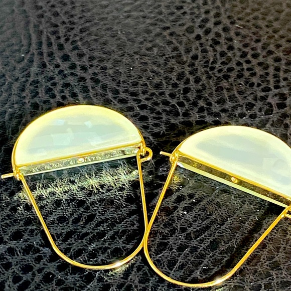 Retired Kendra Scott Gold and White Crescent Earrings - Picture 2 of 3